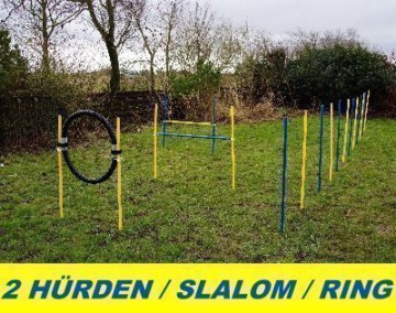 AGILITY-ANFÄNGER-SET BLAU/GELB SPRUNGRING / SLALOM