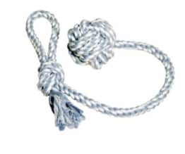 Baumwollball am Seil, ø 9 cm, mit Handschlaufe, farblich sortiert