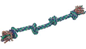 Hundespielzeug: Baumwolltau 4 Knoten BUNT 60cm