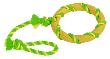 Kerbl Ring am Seil, grün-gelb sortiert, 47 cm