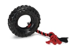 Beeztees TPR Reifen mit Seil, 15 cm, schwarz / rot