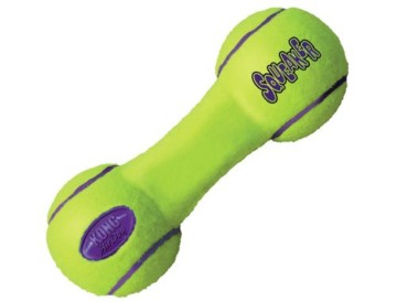 Paulchen Air Kong Dumbbell (L), 24 cm mit Squeaker Der Air Kong Dumbbell mit Quietscher ist das klassische Hundespielzeug mit einer neune Idee zu einem alten Spielzeug