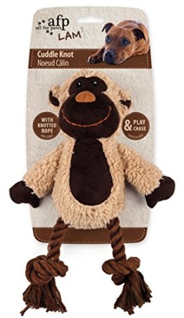 Der cuddle knotted rope Affe ist ein plüschig weicher Spielkamerad. Die Beine aus Baumwollseil verleiten zum Kauen und die Piepsstimme ruft zum Spielen auf.