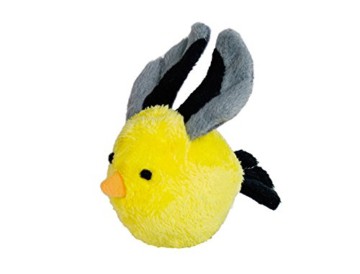 Der Nobby Plüsch Vogel mit Rassel ist mit einem Körper aus einem Tennisball bestehend gefertigt. Er hat eine Rassel, mit der er den Hund motiviert.