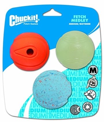 Chuckit! Spielbälle für Hunde, Farbe zufällig, Größe M, 3-teilig